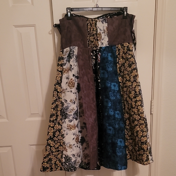 Anthropologie Strapless Dress in Blue, Black, and Brown - Picture 5 of 14